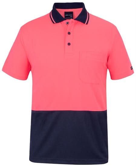 Adults and Kids Hi Vis Non Cuff Traditional Polo – HV Pink/Navy