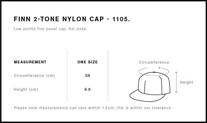 Finn Two-Tone Nylon Cap size guide