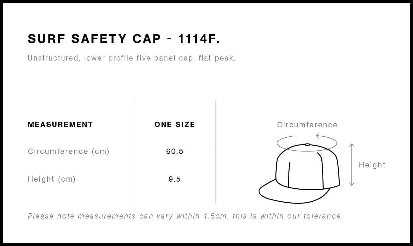 Surf Safety Cap size guide