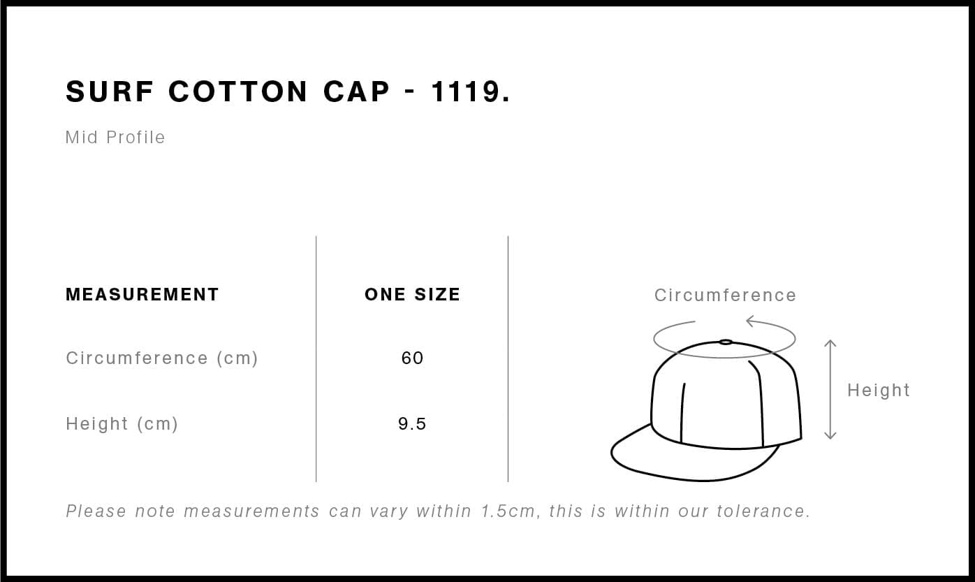 Surf Cotton Cap size guide