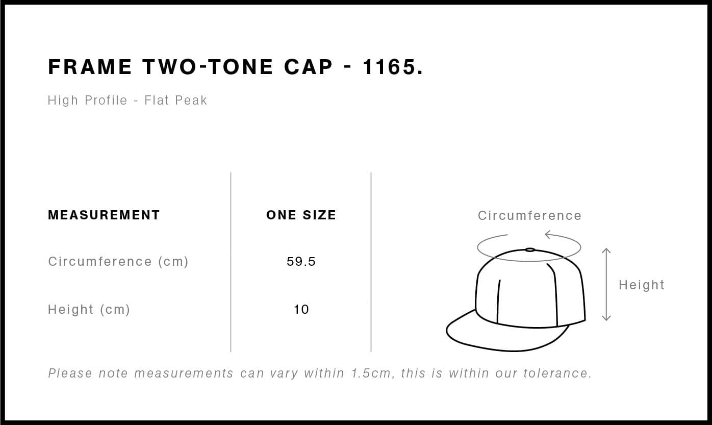 Frame Two-Tone Cap size guide