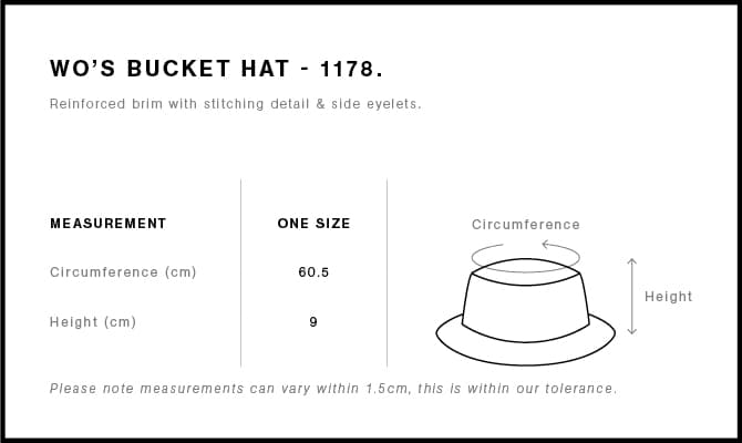 Women's Bucket Hat size guide