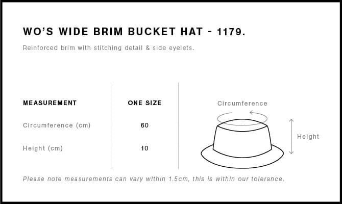 Women's Brim Bucket Hat size guide