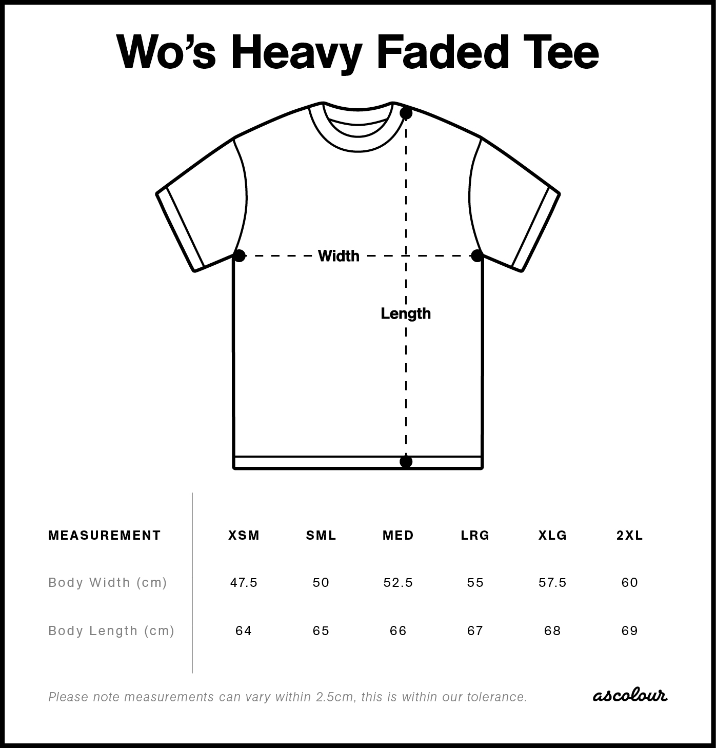 Women's Heavy Faded Tee size guide