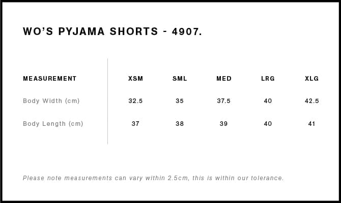 Women's Pyjama Bottom size guide