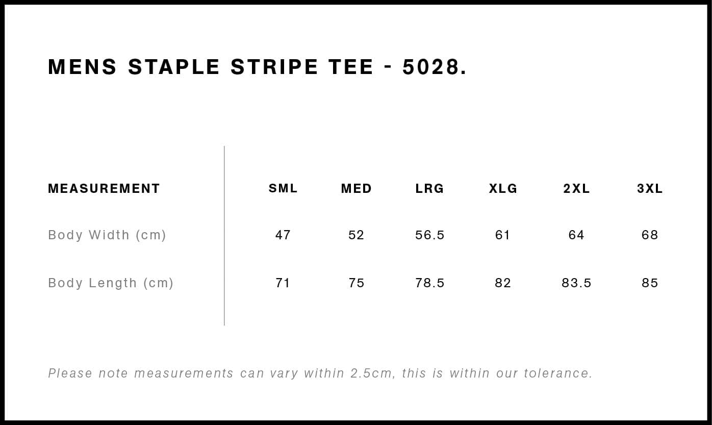 Staple Stripe Tee size guide