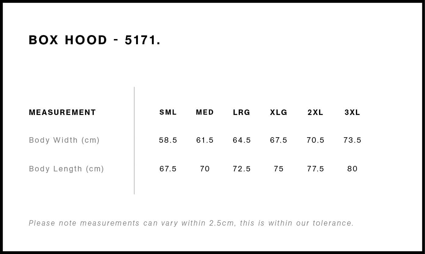 Box Hood size guide