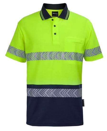 Hi Vis (D+N) Cotton Back S/S Segmented Tape Polo