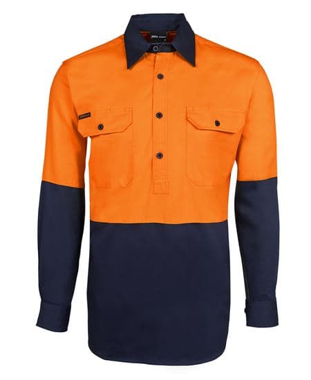 Hi Vis Close Front L/S 190g Work Shirt