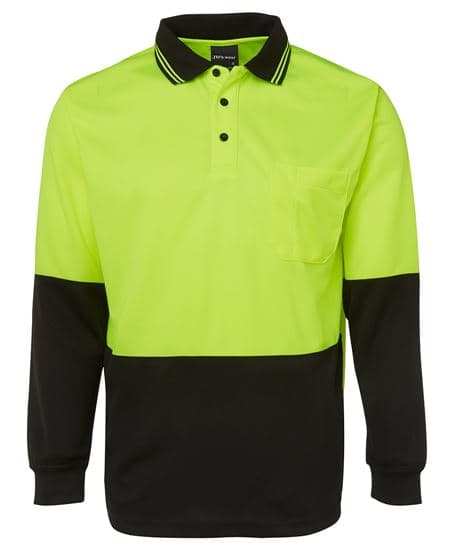 Hi Vis L/S Traditional Polo – Lime/Black