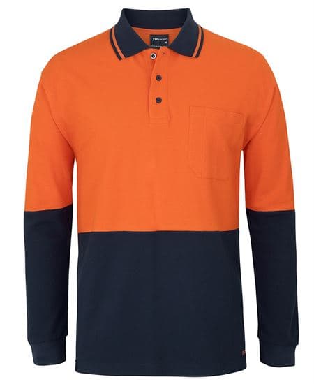 Hi Vis L/S Cotton Pique Trad Polo