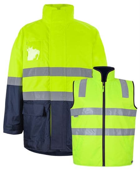 Hi Vis (D+N) Long Line 4 in 1 Jacket